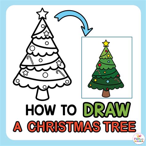 Christmas Tree Guided Drawing Printable How to Draw Christmas tree