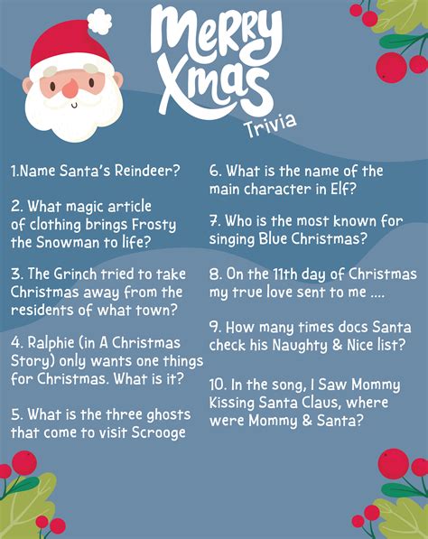 Christmas Trivia Questions and Answers Printable Trivia questions and