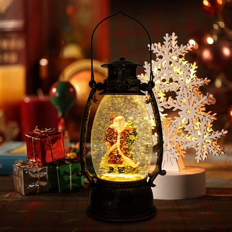 Christmas Water Glittering Snowing Globe Lantern Night Light