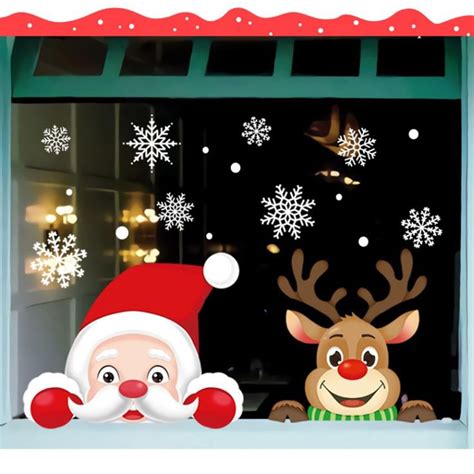 Christmas Window Cling Wall Sticker Decal Snowflake Santa Claus …