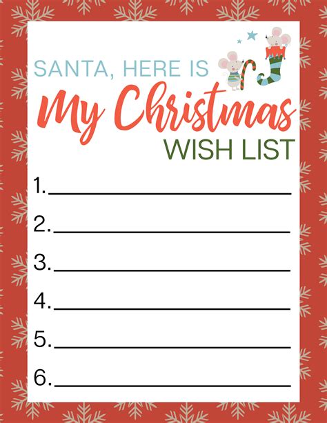 Christmas Wish List Template Free