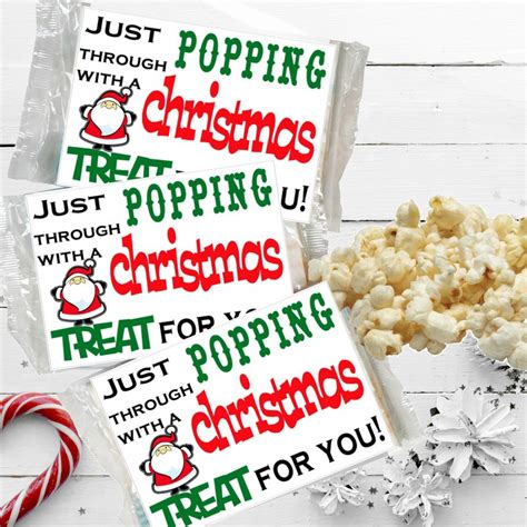 Christmas Wrapper Printable Instant Download Christmas Popcorn