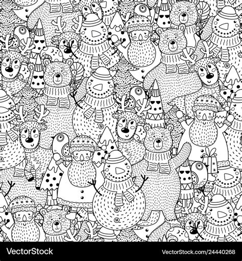 Christmas black and white seamless pattern Vector Image