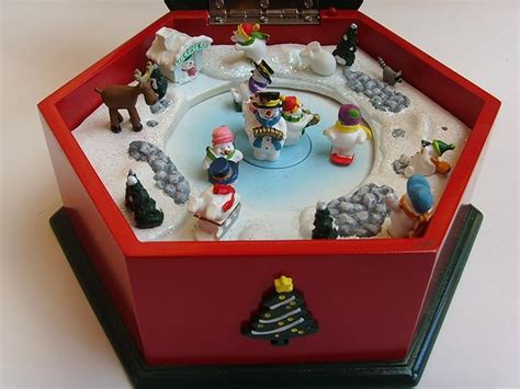 Christmas ice skating music box. Holiday decorations are an essential part of creating a festive atmosphere during the Christmas season. While ornaments and lights are commonly used to adorn trees and mantels, add... 
