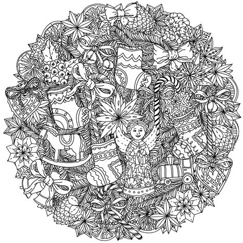 Christmas mandala by mashabr Christmas Adult Coloring Pages