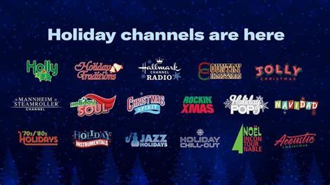 Channel 58: December 6-December 26. SiriusXM app: November 8-December 26. Holiday Pops. Classical Christmas carols and holiday favorites performed by the greatest classical artists of all-time. Channel 78: December 24-December 25. SiriusXM app: November 8-December 26. Acoustic Christmas.