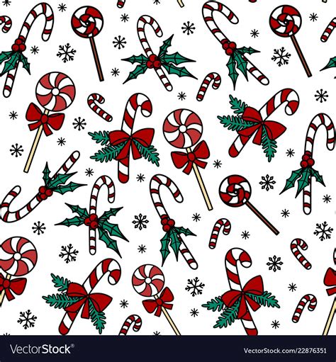 Christmas seamless pattern with candy canes Vector Image