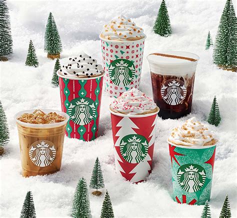 Christmas starbucks. This cup features festive icons cover the cup in a delicate pattern, bringing holiday cheer to every sip. A green and red design adorns this cup with the Starbucks wordmark wrapping around like a perfectly wrapped gift. This bold red cup features white trees in a geometric pattern, reminiscent of snow-covered evergreen trees on a crisp … 