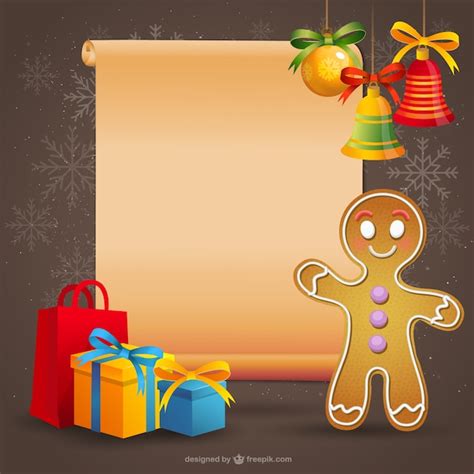 Christmas template with gingerbread cookie Vector Free Download