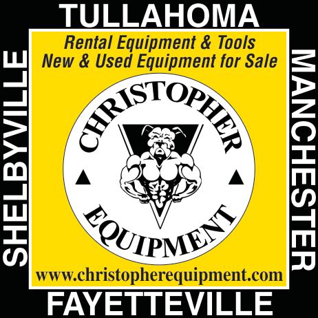 Contact Christopher Equipment With 4 store locations to serve you in Middle Tennessee. Tullahoma, TN. 2117 N Jackson St Tullahoma, TN 37388 Tel: (931) 455-3900 Fax: (931) 455-9937. Store Hours. Mon-Fri: 7:00 AM-5:00 PM Sat: 7:00 AM-12:00 PM Sun: Closed. Shelbyville, TN. 1198 Madison St Shelbyville, TN 37160. 