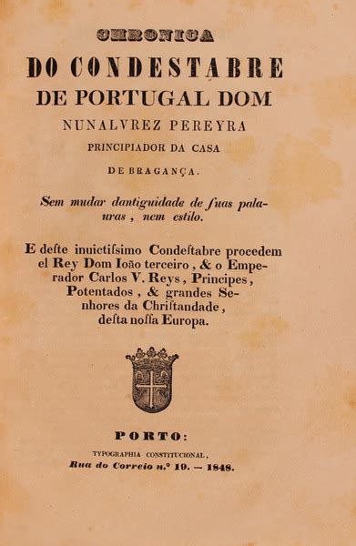 Chronica do condestabre de portugal dom nunalvrez pereyra, principiador da casa de bragança. - Slave genealogy a research guide with case studies.
