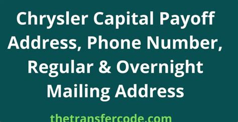 Chrysler capital mailing address. Chrysler Capital Mailing Address chrysler-capital-mailing-address 2 Downloaded from backoffice.ceu.social on 2022-11-20 by guest them work if they spend great care and rigor in the development of their M&A deals. By addressing the key factors of M&A success and failure, Applied Mergers and Acquisitions can help readers do this. Written by one ... 