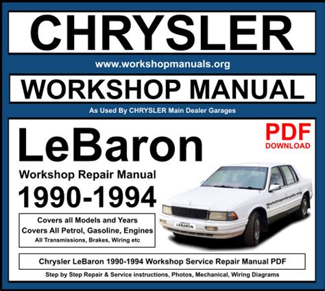 Chrysler lebaron 1990 1994 service repair manual. - Manuale di riparazione per escavatore cingolato hyundai r800lc 7a.