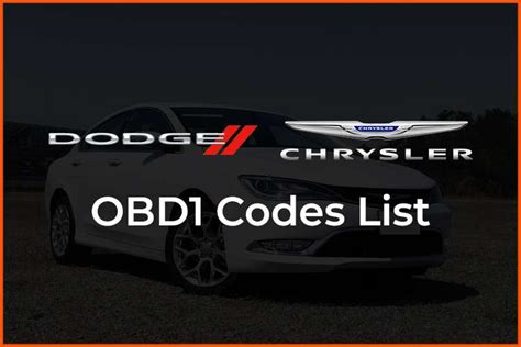 Chrysler obd1 codes.  But worry not, we&rsquo;ve got you covered.  Each code includes its conditi...