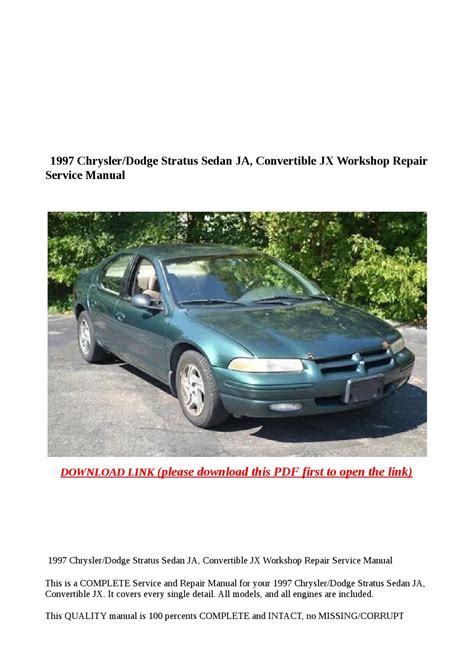 Chrysler stratus jx convertible 1997 service repair manual. - Roland rd 250s rd 300s rd250s rd300s manuale di servizio completo.