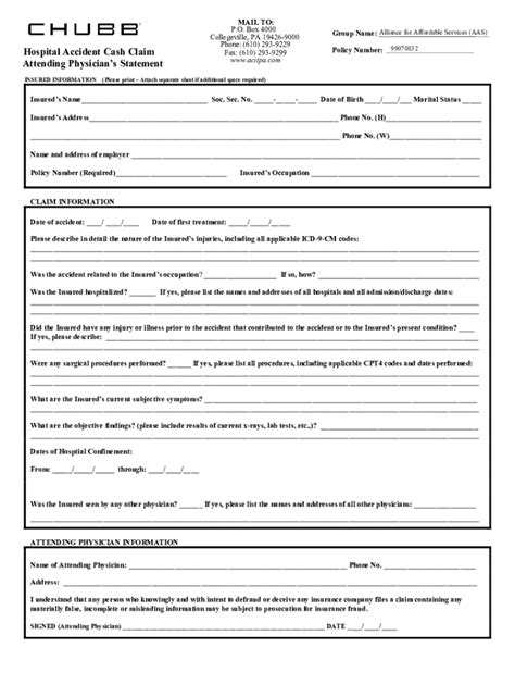 Chubb Workers Comp Claim Form Universal Network