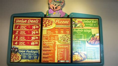 Chuck E. Cheese menu in Madison, Wisconsin, USA