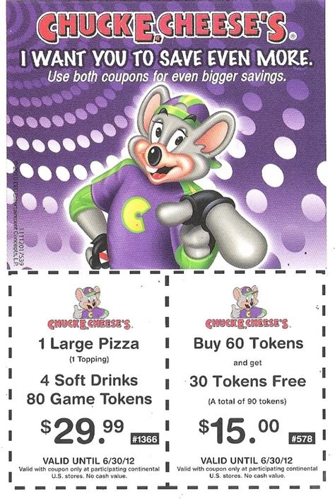Valid only at participating Chuck E. Cheese locations. 