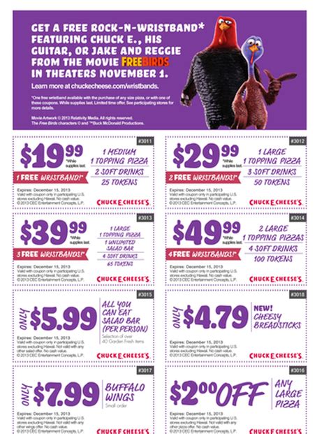 Chuck e. cheese coupons. Valid only at participating Chuck E. Cheese locations. Coupon must be presented at time of checkout. Limit 1 coupon per transaction. May not be combined with any other offer or discount. May not be redeemed on birthday parties or group reservations. Coupon has no cash value and may not be sold, duplicated or altered. ©2023 CEC Ent. Conc. LP. 