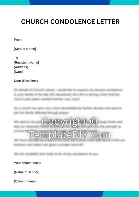 Church Condolence Letter Sample Template with Examples
