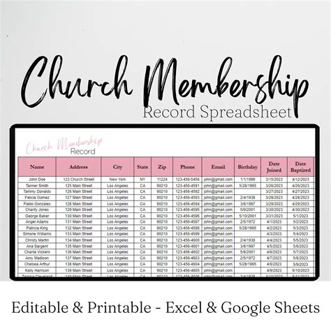 Church Membership Database Template