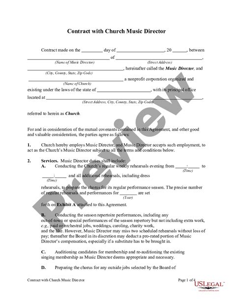 Church Musician Contract Template Form - Fill Out and …