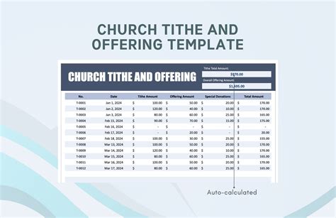Church Tithing Excel Template