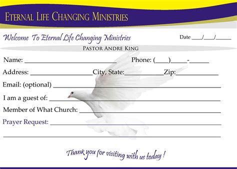 Church Visitor Card Template