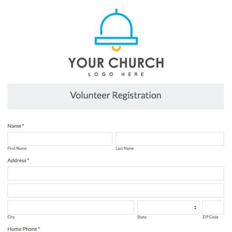 Church Volunteer Application Form Template Formstack