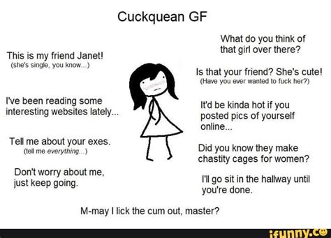 My own favorite cuckqueen stories are foursomes. In some, the CQ's manly husband is railing some chuck's wife while CQ taunts the cuckold husband for being worthless in bed. Or "busted swings" where husband is outperformed by the other dude, and other dude's wife gives him a handie while taunting him. cuckmyway2886 • 10 mo. ago.