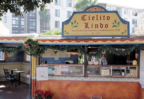 Cielito lindo los angeles photos. 4.4. 2k. 23 Olvera St, Los Angeles, CA 90012, USA +1 213-687-4391. Visit website Directions Wanna visit? See any errors? Serving. Wrap. Taquitos. Recommended by FoodieHub and 5 other food critics. Recommendations. FoodieHub. "Mildly piquant, the sauce is a balance of heat, saltiness, a touch of avocado and some fat that leaks off the taco. 