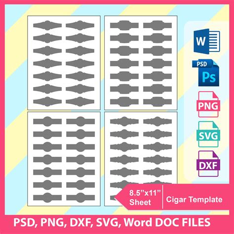 Cigar wrapper Template Microsoft word doc PSD PNG and SVG Etsy in