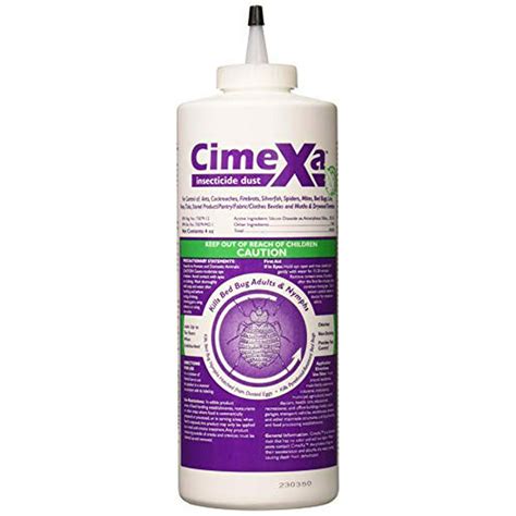 Cimexa. CimeXa Insecticide Dust is effective applied in the dry formulation using a dust applicator and mixed with water and applied as a spray. It will last longer in a voided area when dry if left undisturbed and not removed. Apply at a rate of 2 ounces per 100 square feet. In attics and crawlspaces, apply at a rate of 1 lb per … 