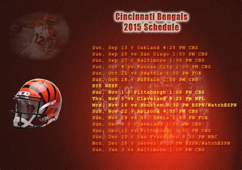 Cincinnati Bengals 2015 Schedule Examples and Forms