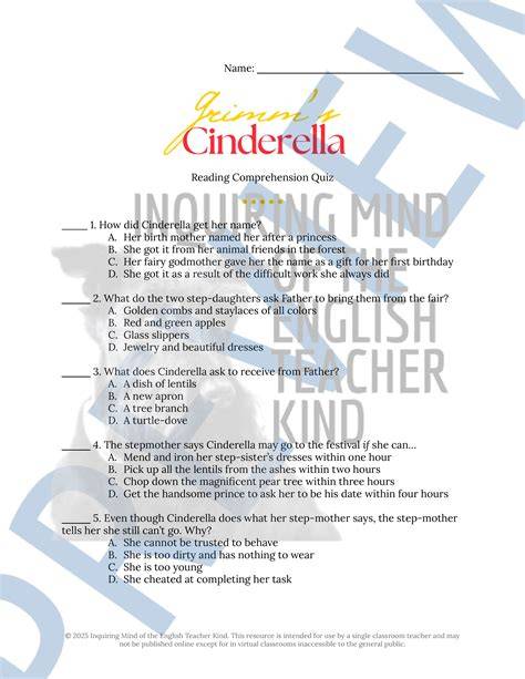 Cinderella grimm.  Includes free study guide with quiz When Cinderella appeare...