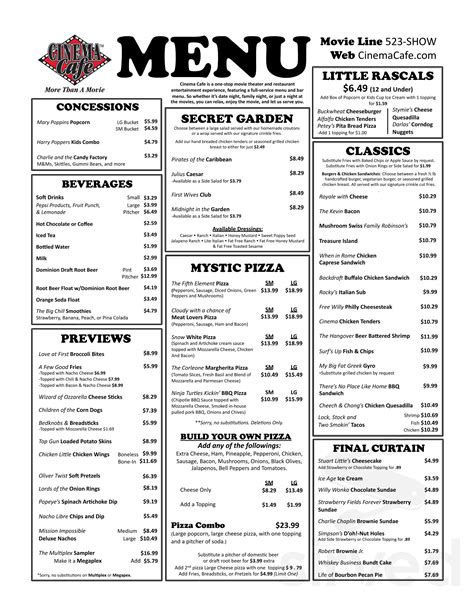 Cinema Cafe Menu and Prices - national.restaurant