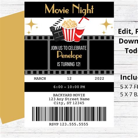 Cinema Ticket Invite - Etsy