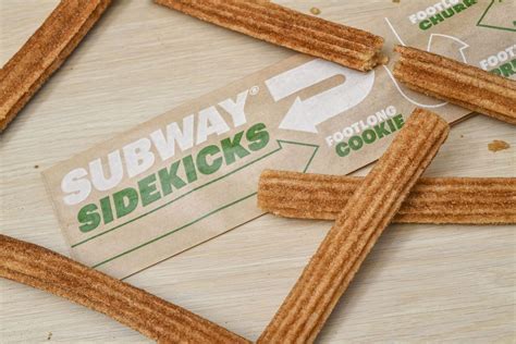 Cinnabon footlong churro. Starting January 22, the sandwich chain will unveil its new Subway Sidekicks: Cinnabon footlong churros, Auntie Anne’s footlong pretzels, and foot-long cookies. In 2022 and 2023, fans got to ... 