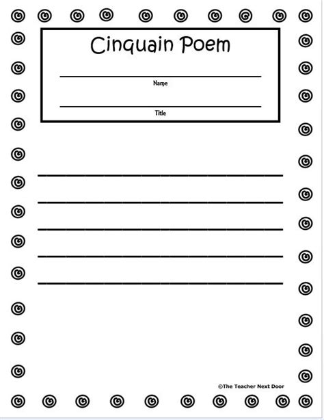 Cinquain Poem Template Printable Word Searches
