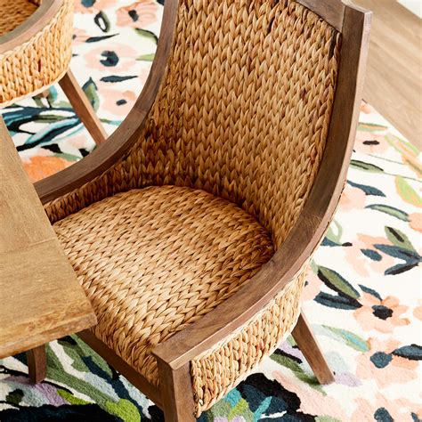 Cinta Wicker Dining Chair with Natural Stonewash Wood