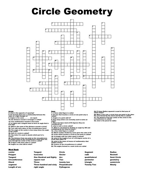 Circle Geometry Crossword WordMint
