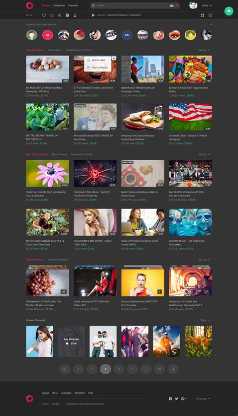 Circle Video Sharing Website PSD Template by azyrusmax ThemeForest