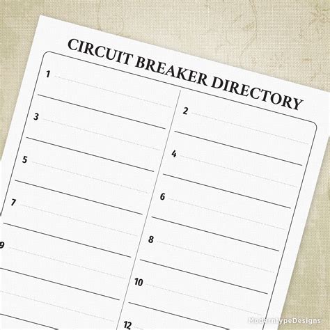 Circuit Breaker Panel Label Template Printable Circuit Breaker Panel