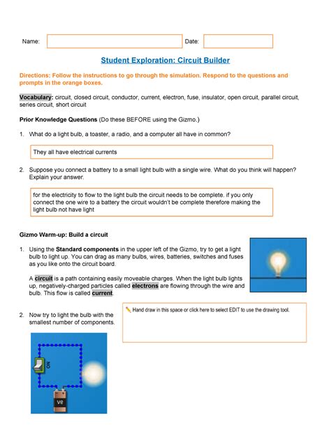 Fill student exploration circuits gizmo answer key: Use protons, neutrons, and electrons to build elements student exploration element builder gizmo answer key. The element builder gizmo shows an atom with a single proton. The resistance of the circuit to current is measured in units called ohms.. 
