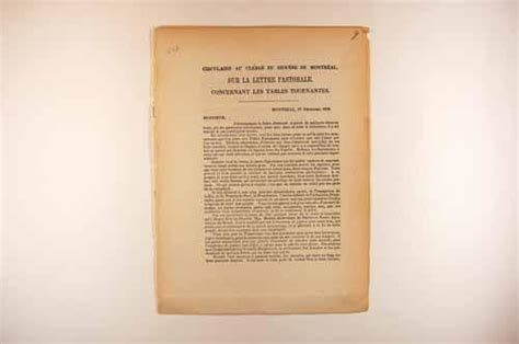 Circulaire au clergé du diocèse de montréal sur la lettre pastorale concernant les tables tournantes. - 1941 dodge d19 factory owners manual.
