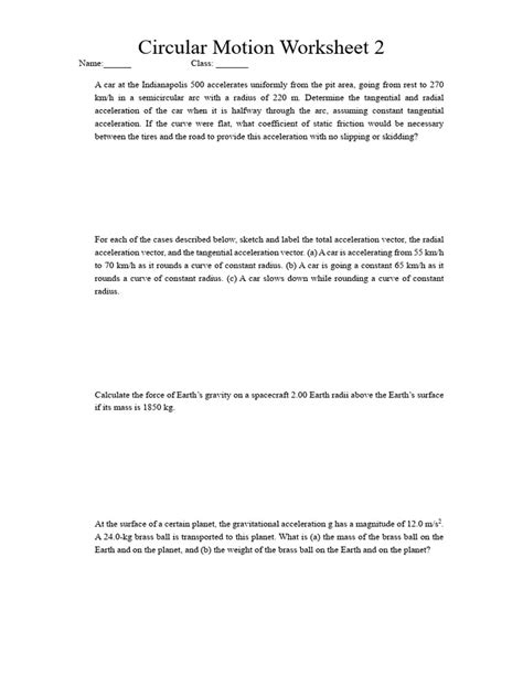 Circular motion exercises pdf.  for study Solutions relatively high spee...