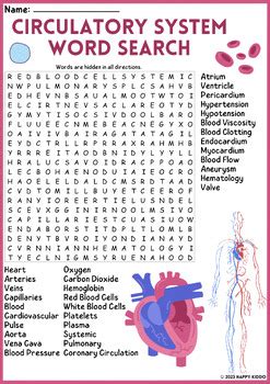 Circulatory System Word Search Circulatory system, Health words