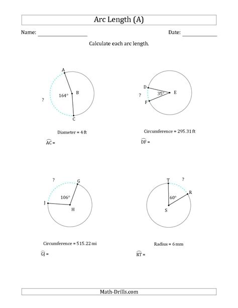 Circumference And Arc Length Worksheet