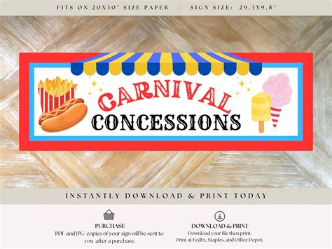 Circus Concessions Printables - Etsy Canada