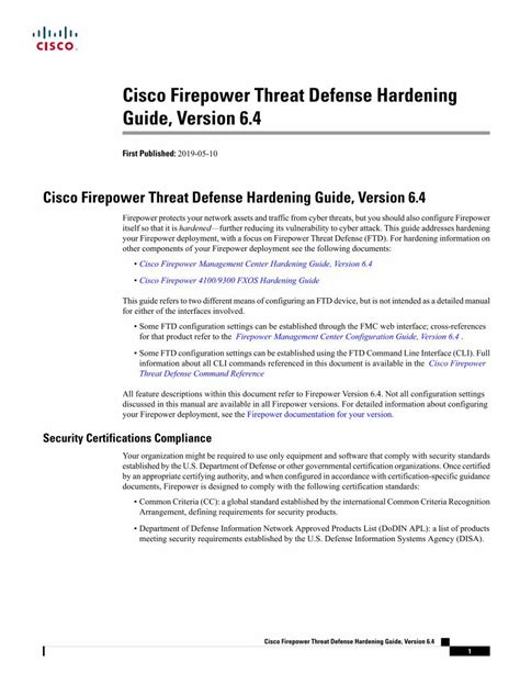 Cisco Firepower Threat Defense Hardening Guide, Version …